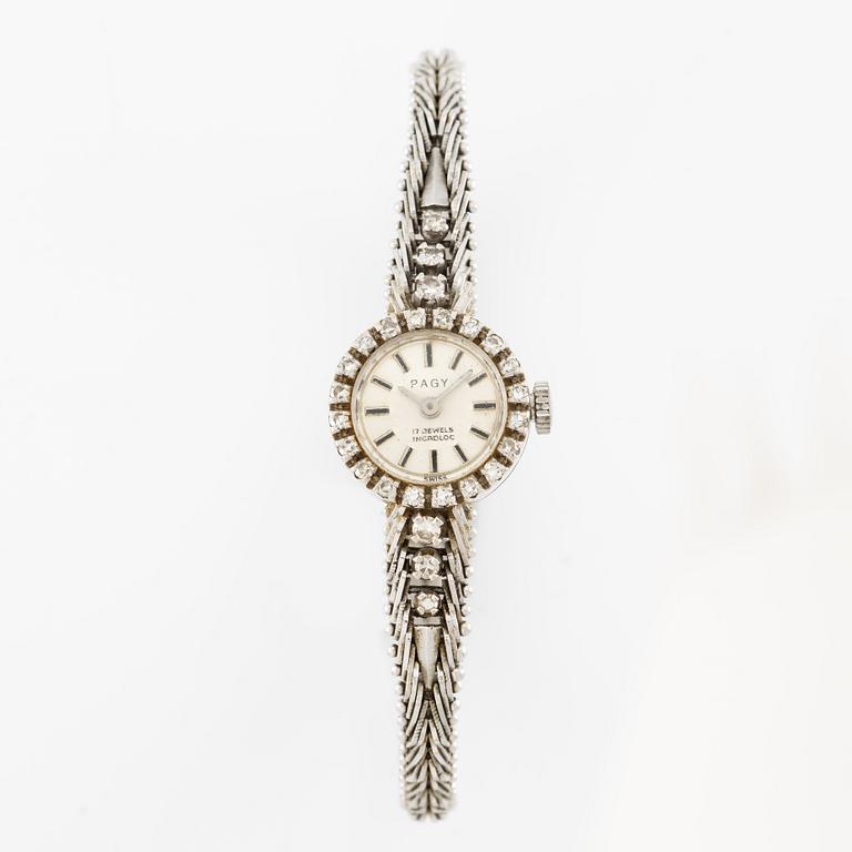 Pagy, armbandsur, 18K vitguld med diamanter, 17 mm.