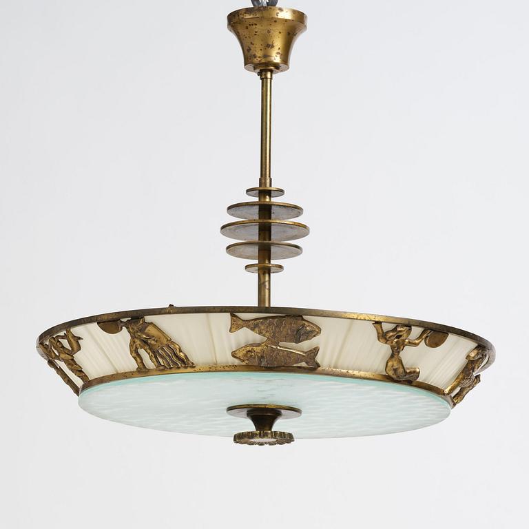 Bröderna Malmströms Metallvarufabrik, a ceiling lamp model "1566", Malmö, 1940s.