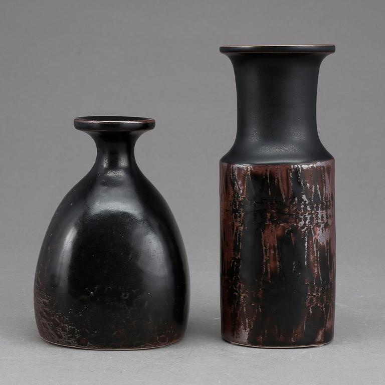 VASER 2 st, Stig Lindberg, Gustavsberg studio, 1976, stengods.