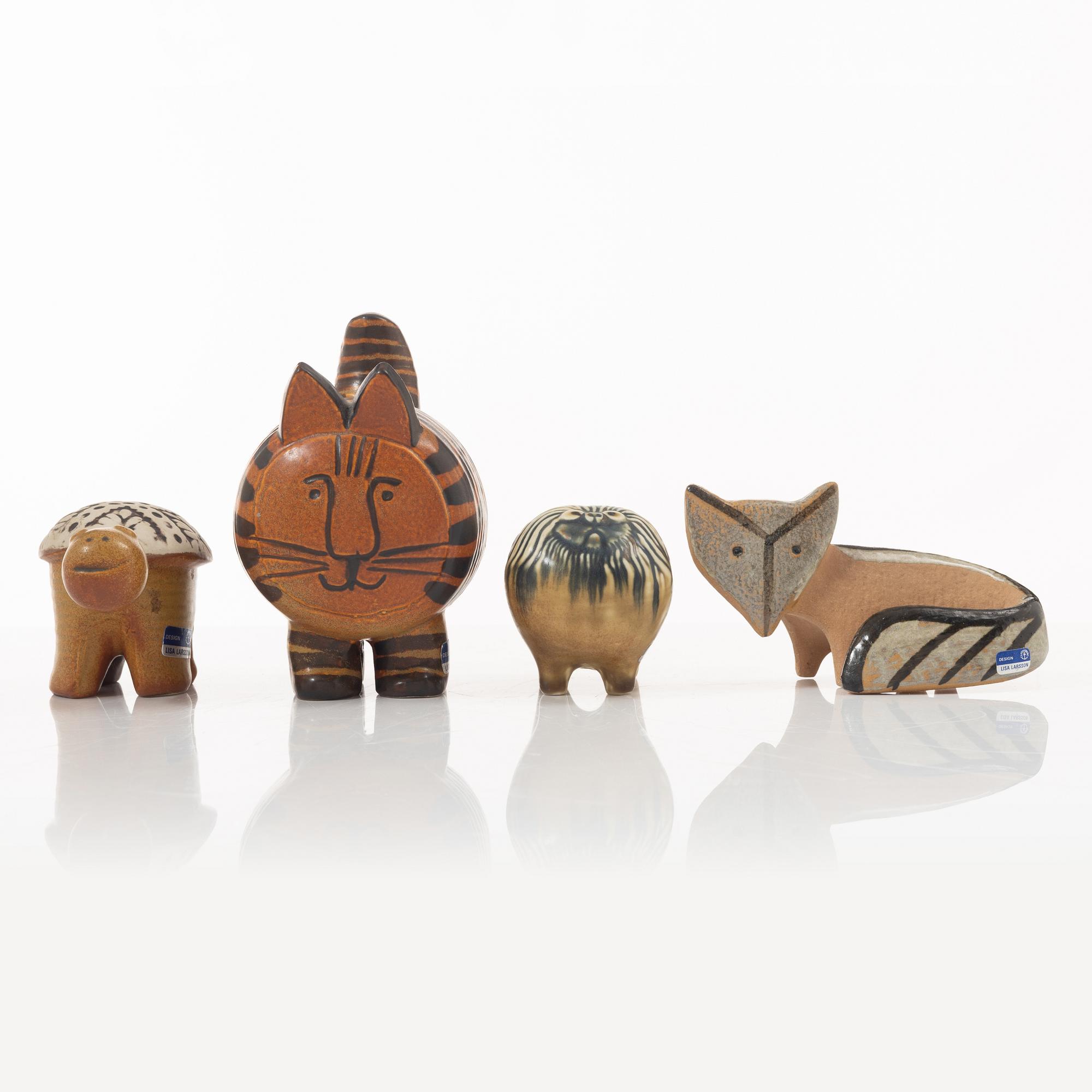 Lisa Larson, figuriner, 4 st, stengods, Gustavsberg.