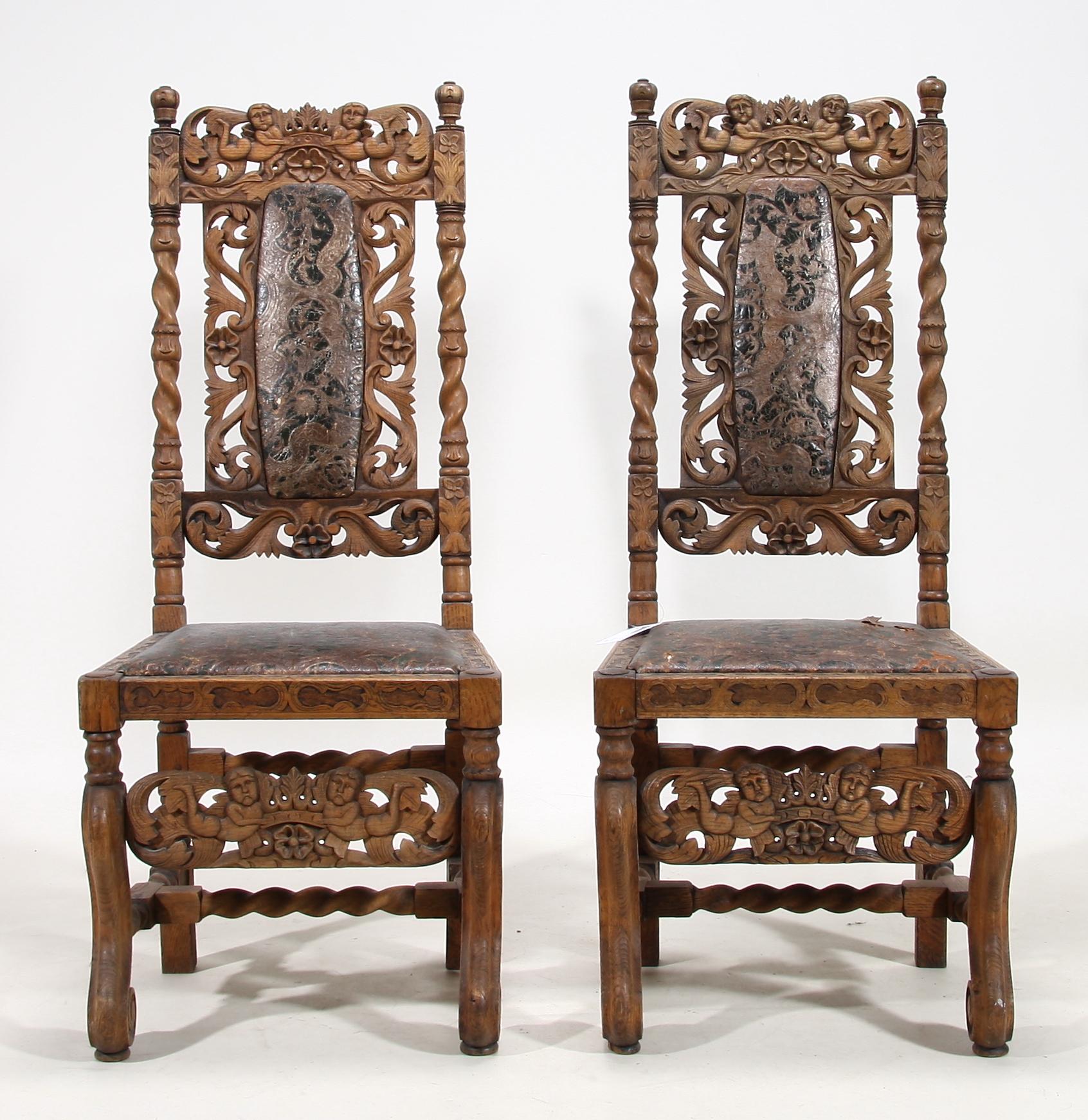 STOLAR, ett par, barockstil, omkring 1900.