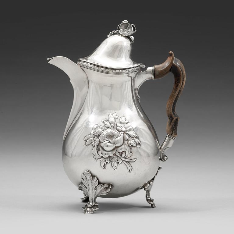 Pehr Zethelius, kaffekanna, silver, Stockholm 1777, rokoko.