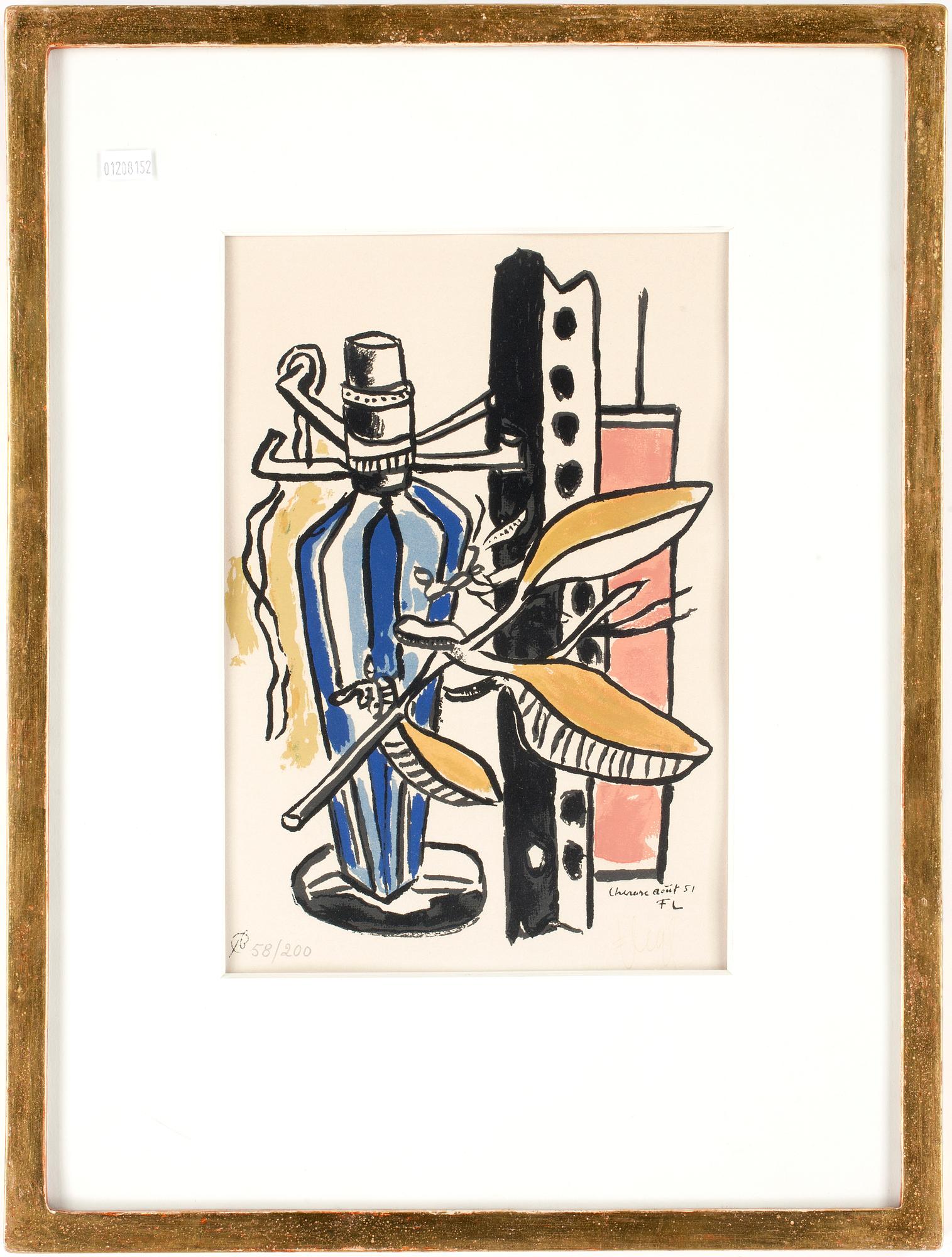 FERNAND LÉGER, färglitografi, monogramsign o dat - 51 i trycket samt otydlig sign, numr 58/200.