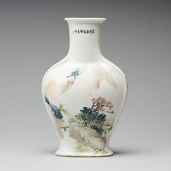 A Chinese vase, Republic, early 20th Century. Signed Yu Chun.