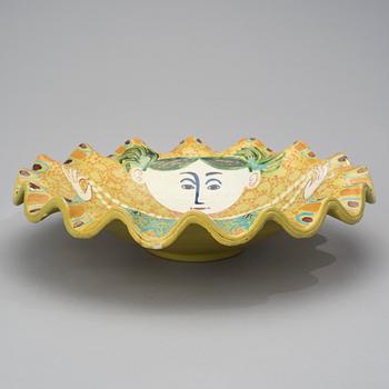 BIRGER KAIPIAINEN, A CERAMIC DISH. The girl with the pearl necklace. Signed Kaipiainen. Arabia, 1940s.