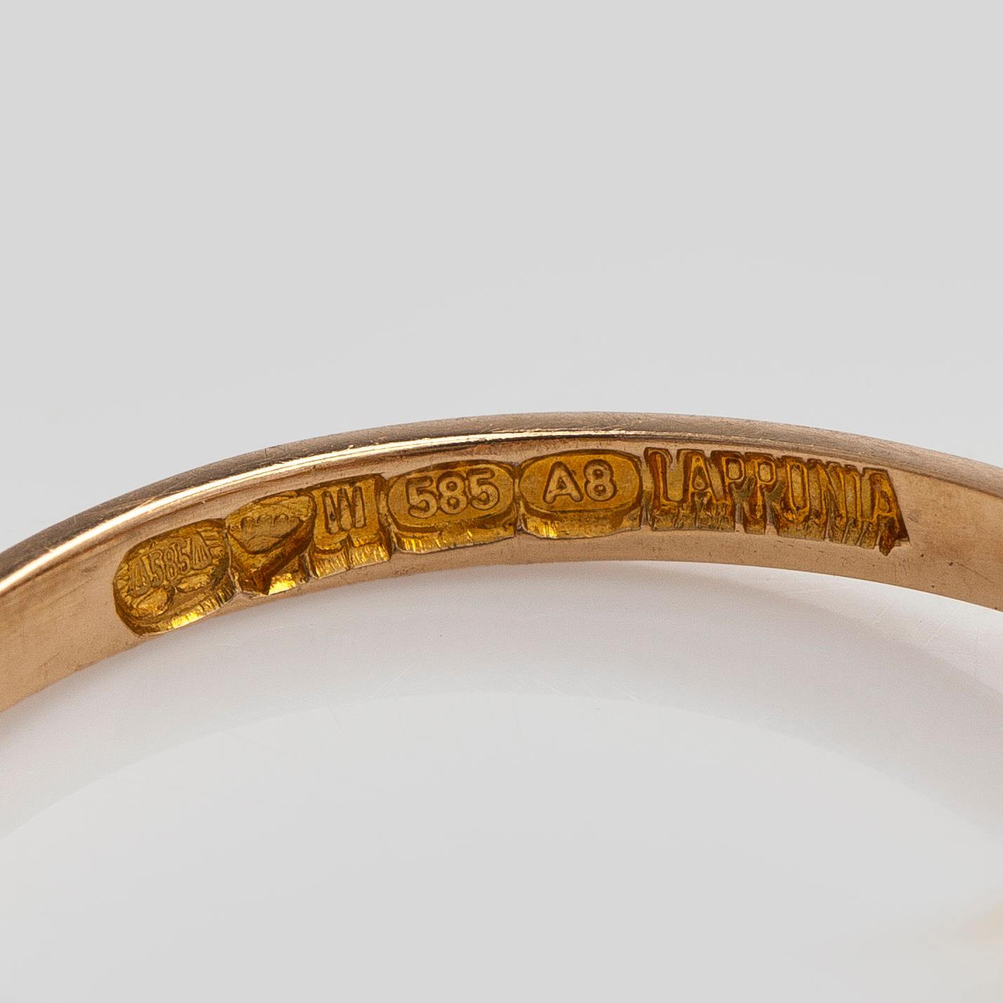 Björn Weckström, Ring "Galateia", 14K guld, zoisit. Lapponia 1978.