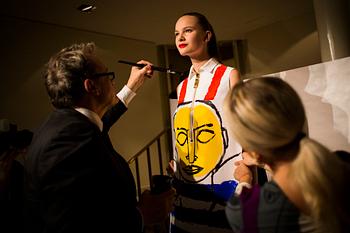 JEAN-CHARLES DE CASTELBAJAC, olja på klänning. Signerad och daterad 11/3 -14.