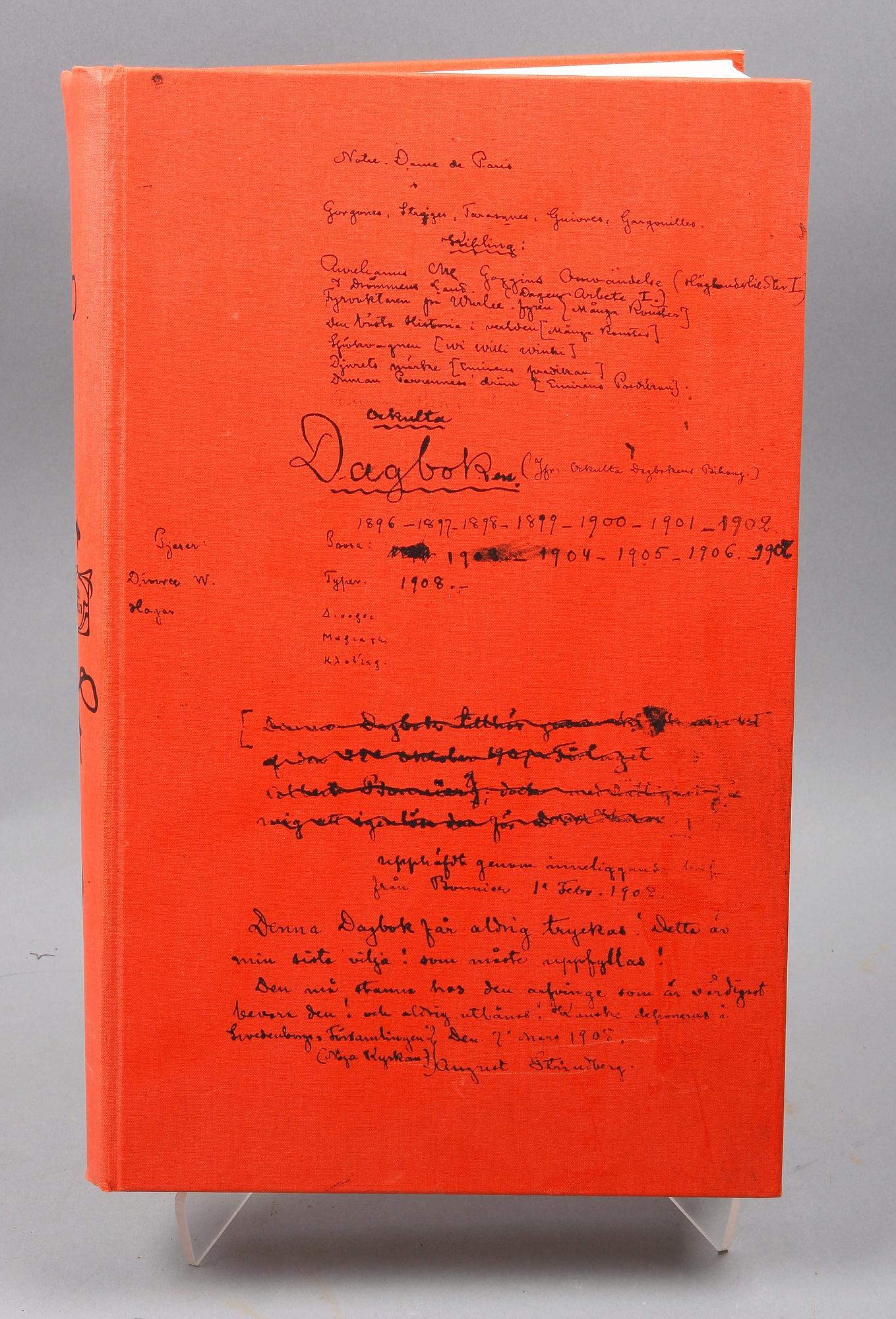 BOK, faksimiltryck, "Ockulta dagboken" av August Strindberg. Stockholm 1977.