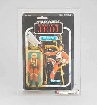 Three vintage Star Wars AFA-graded figures in original packaging, Kenner, 1983.