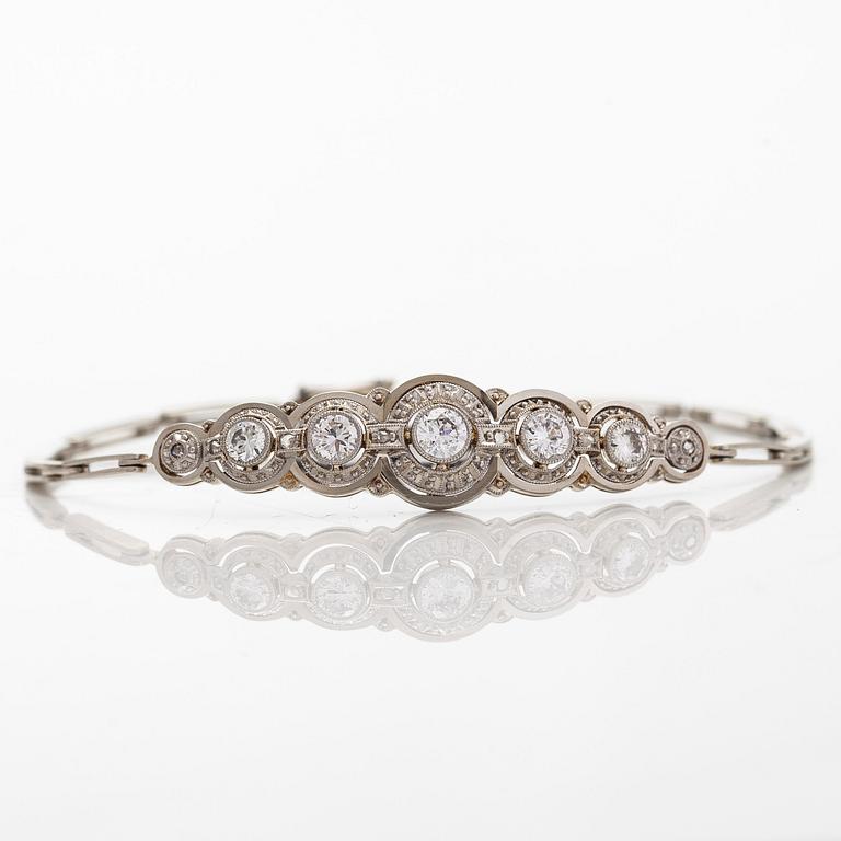 Armband, 14K vitguld med gammal- och rosenslipade diamanter, Hugo Grun.