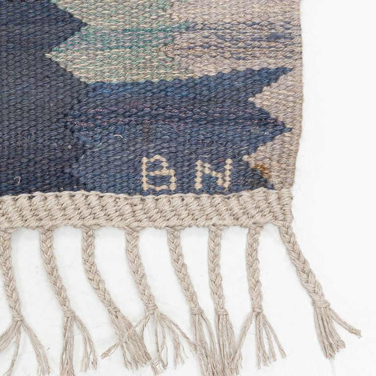 Barbro Nilsson, a carpet, "Nejlikan blå", flat weave, ca 315 x 272 cm, signed AB MMF BN.