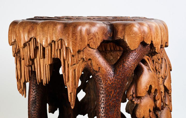 Knut Fjaestad, A Knut Fjaestad Art Nouveau sculptured pine table, Sweden ca 1900.