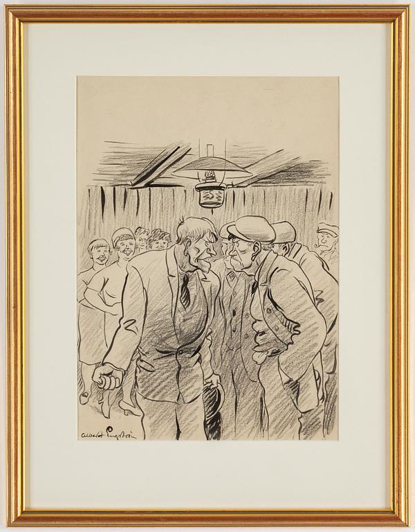 ALBERT ENGSTRÖM, ink drawings, 13, signed.