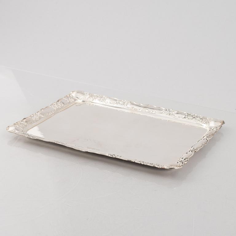 A Swedish silver tray, marks of GEWE, Malmö 1977.
