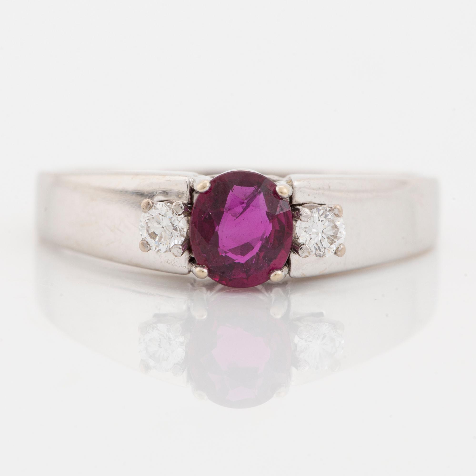 Ruby and brilliant cut diamond ring.