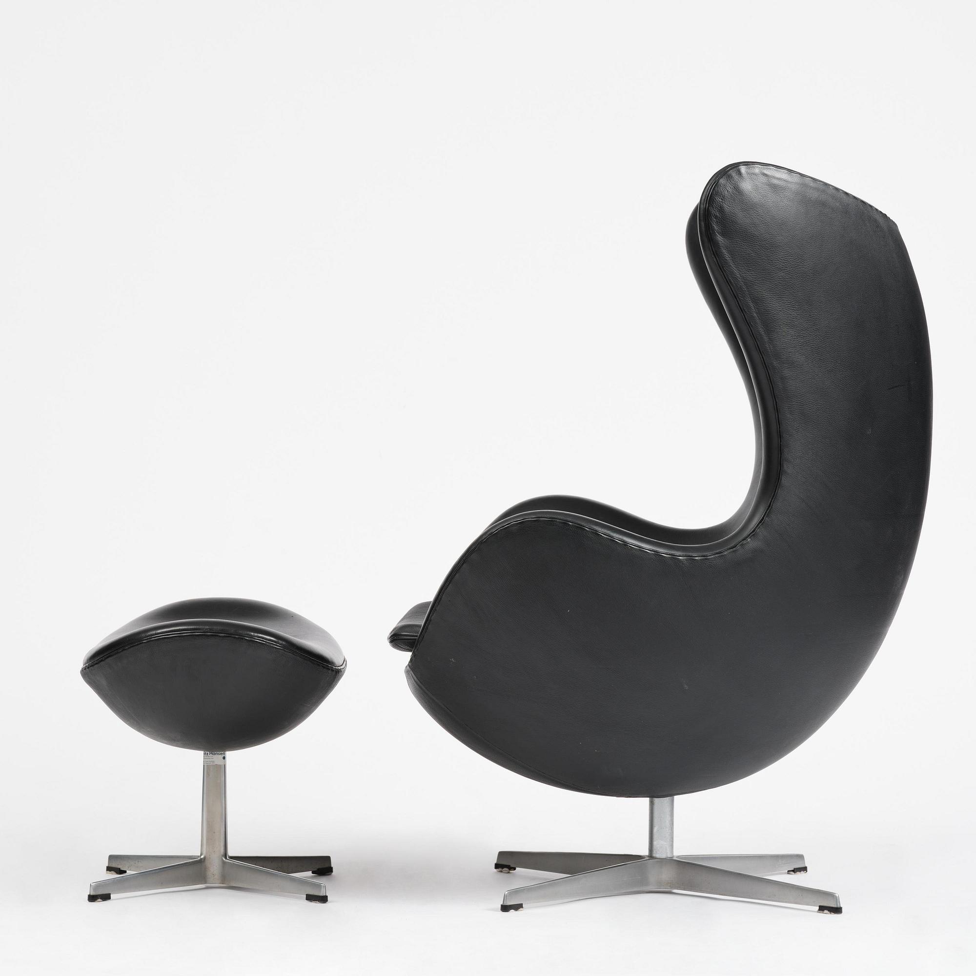 Arne Jacobsen, an "Egg" chair with ottoman, Fritz Hansen, Denmark, 2001.