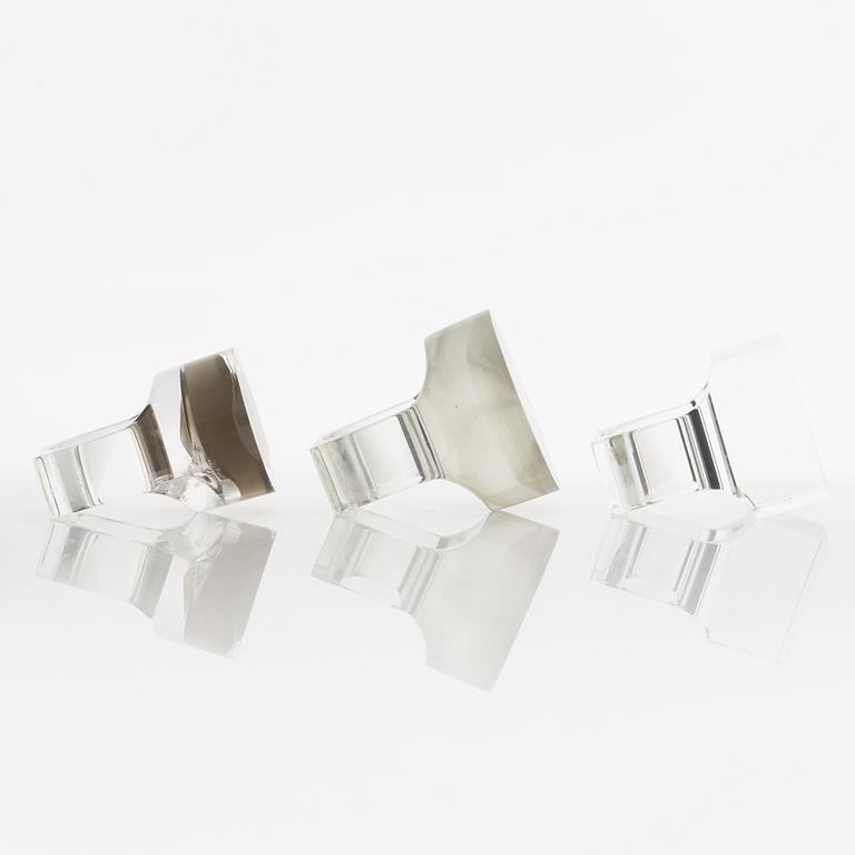 Siv Lagerström, three acrylic rings, 1970s.