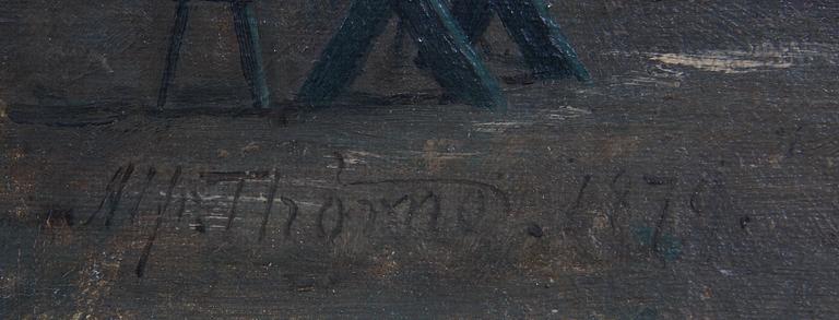ALFRED THÖRNE, olja på pannå, sign o dat 1879.