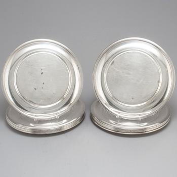 Twelve second half of the 20th Century silver plated plates by Lundtofte, Denmark.