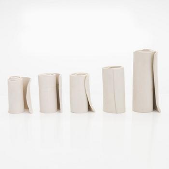 Kyllikki Salmenhaara, five stoneware ' Winding' sculptures signed KS.