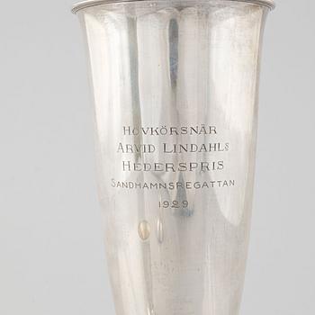 Two silver vases and a punch cup, one by W.A. Bolin, Stockholm 1929.