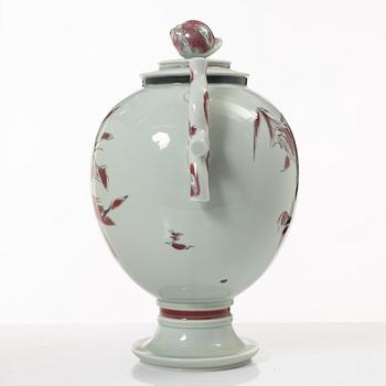 Thorkild Olsen, a porcelain urn with cover, Royal Copenhagen, Denmark, dated 1952.