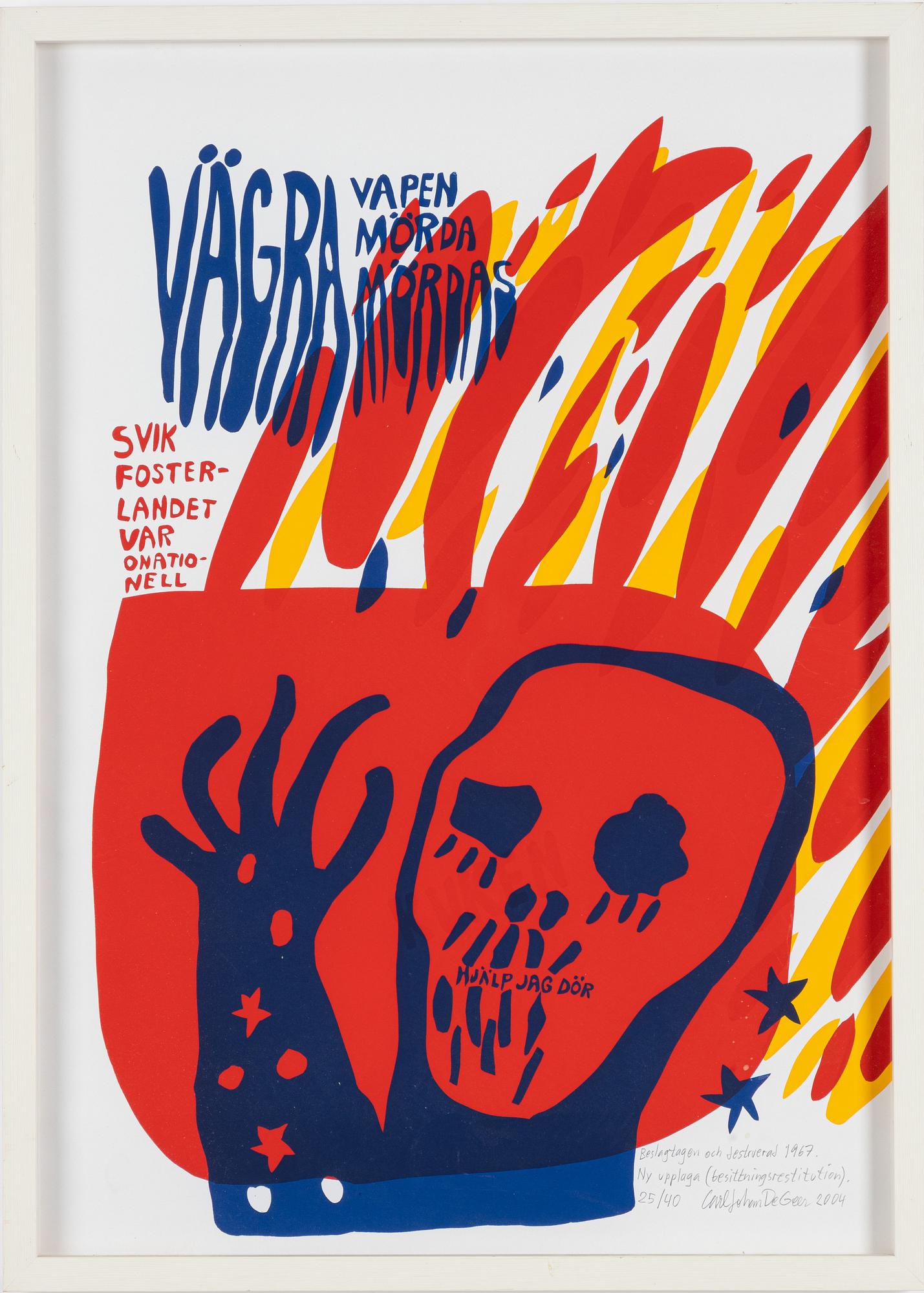 Carl Johan De Geer, "Vägra vapen".