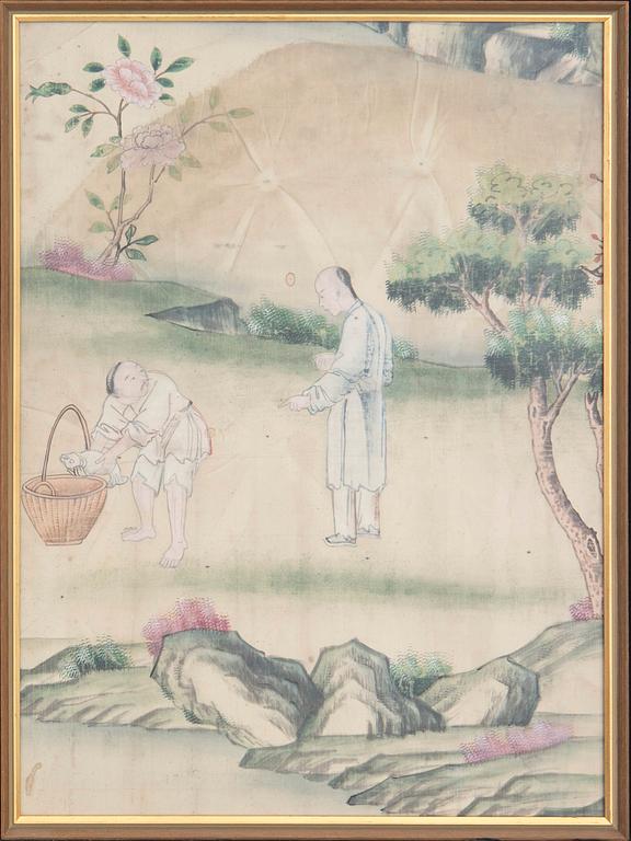 A piece of a Chinese wall paper, 18/19th Century.