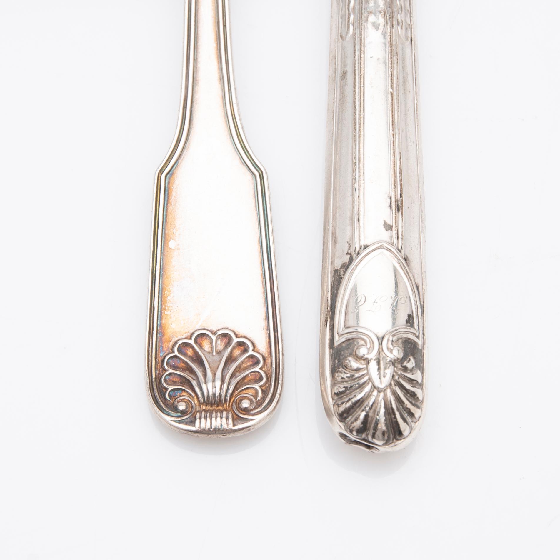 Gustaf Möllenborg, Cutlery, 6 + 6, silver, Stockholm 1836.