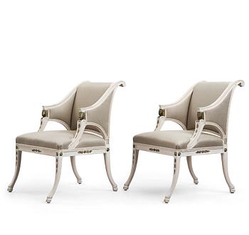 45. A pair of late Gustavian early 19th century armchairs.