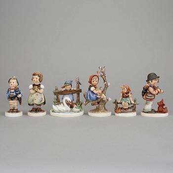 FIGURINER, 6 st, porslin, Hummel, Goebel, 1948-1972.