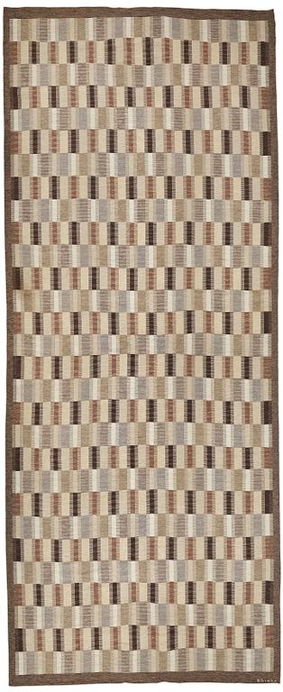 Brita Grahn, A CARPET, flat weave, ca 879,5 x 355 cm, signed B Grahn (Brita Grahn).