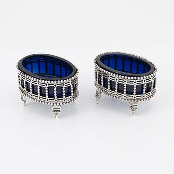 A Pair of Silver Salt Cellars, 18th century, likely Brussels, later tax stamps Linz, Austria 1806-7.