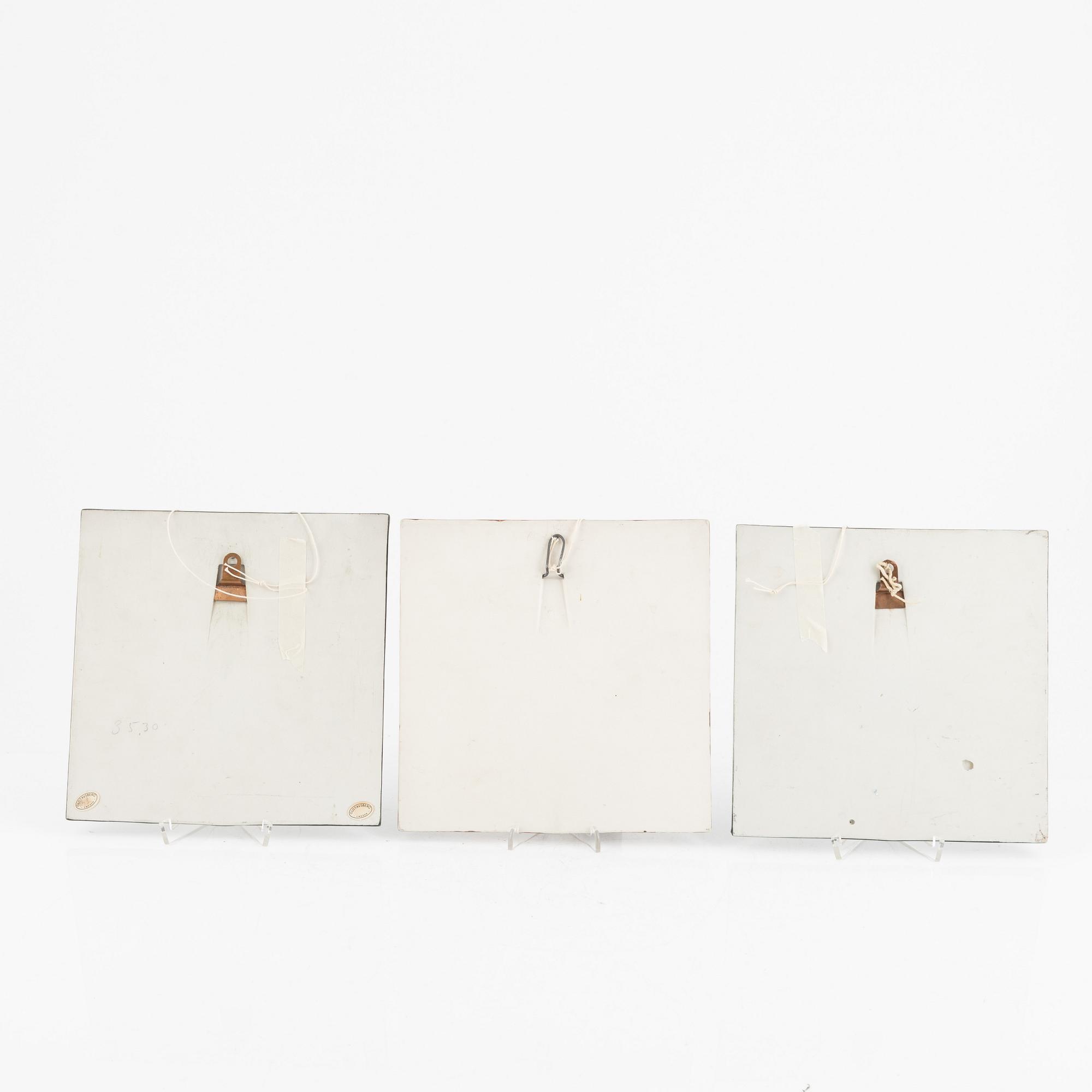 Lisa Larson, wall reliefs, 3 pcs, stoneware, Gustavsberg.
