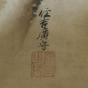 MÅLNING, okänd konstär, akvarell och tuch. Japan, omkring 1800.