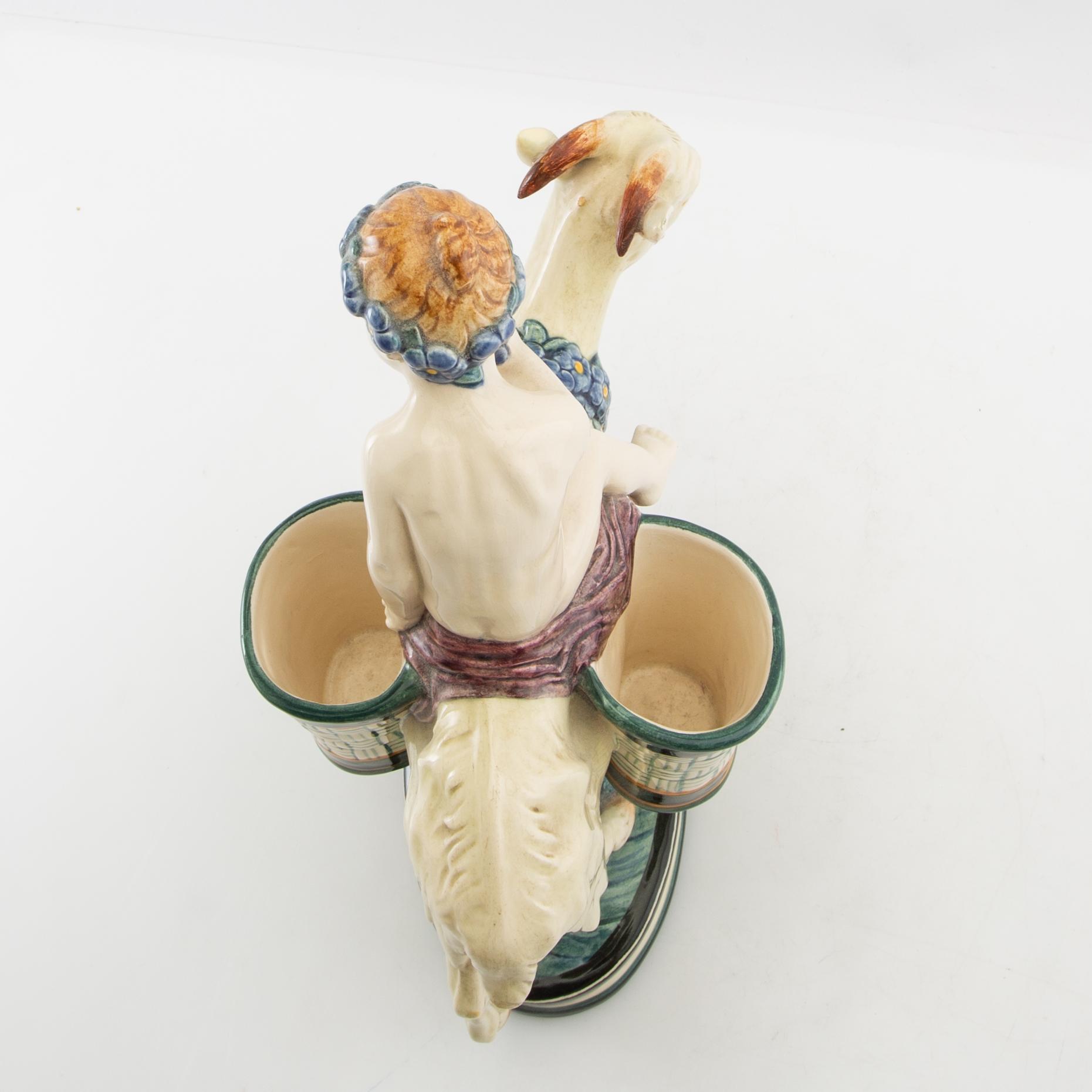 Wilhelm Süs figurine "Ziegenreiter" Karlsruhe State Majolica Manufactory AG first half of the 20th century.