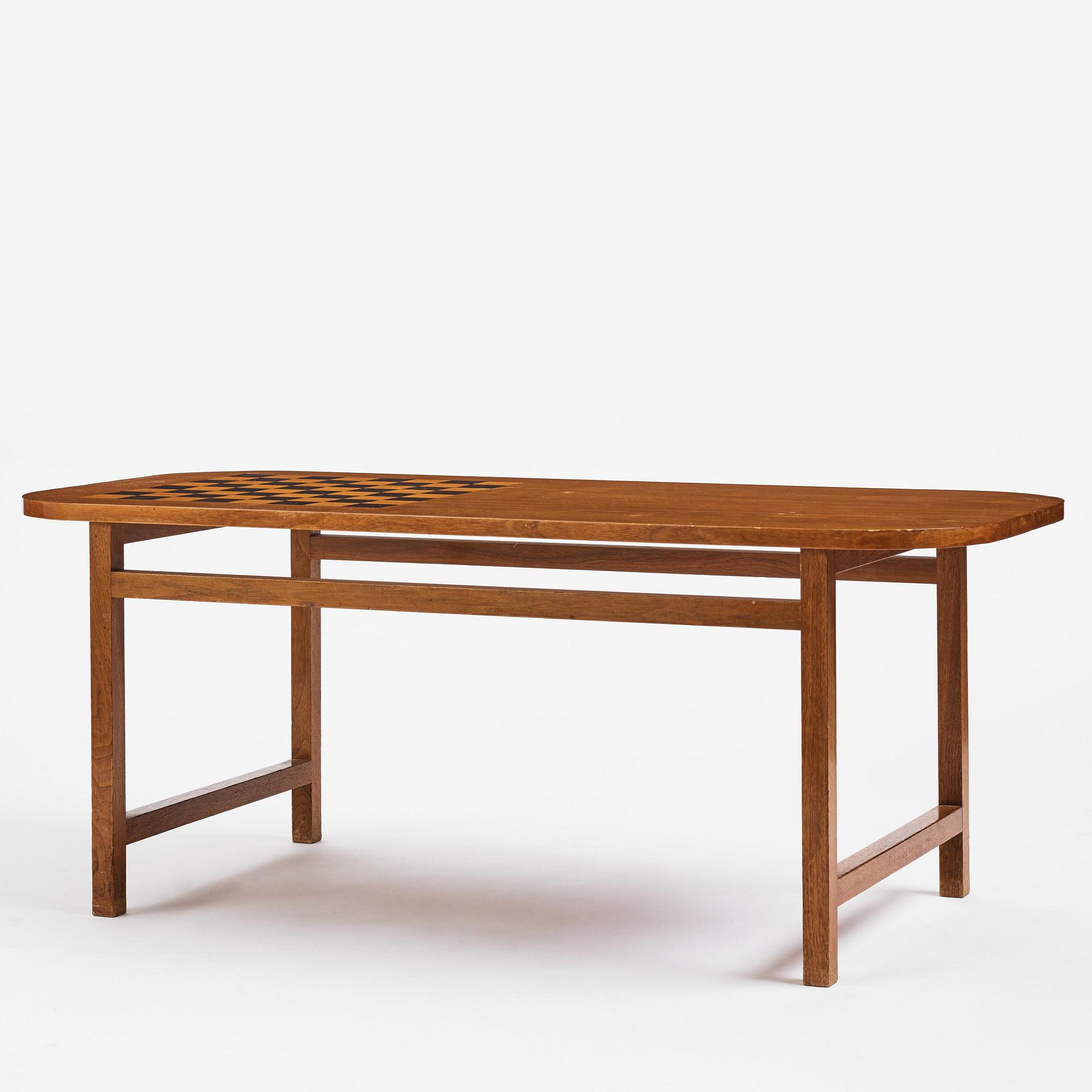 Josef Frank, a mahogany table with inlaid chessboard model "B 552", Firma Svenskt Tenn, 1940s-50s.