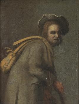 Okänd konstnär, 1800-tal, Man med ryggsäck.