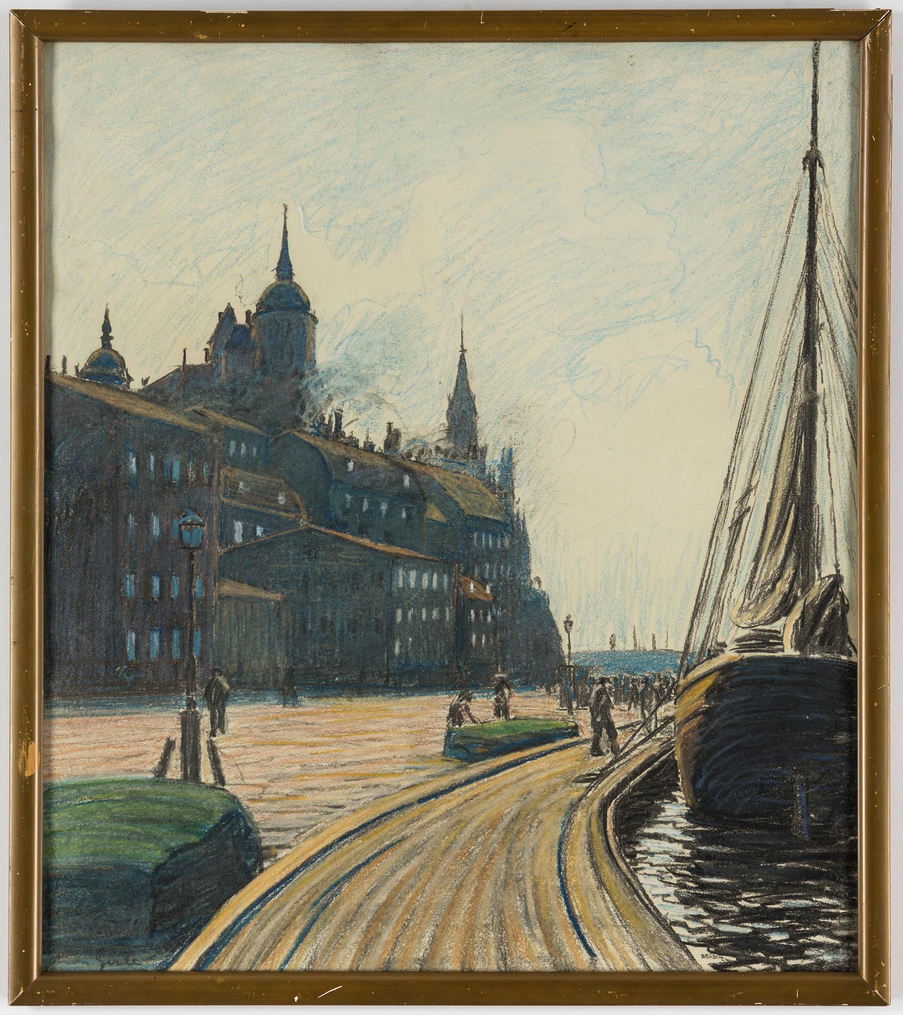 ARON GERLE, pastell, signerad.