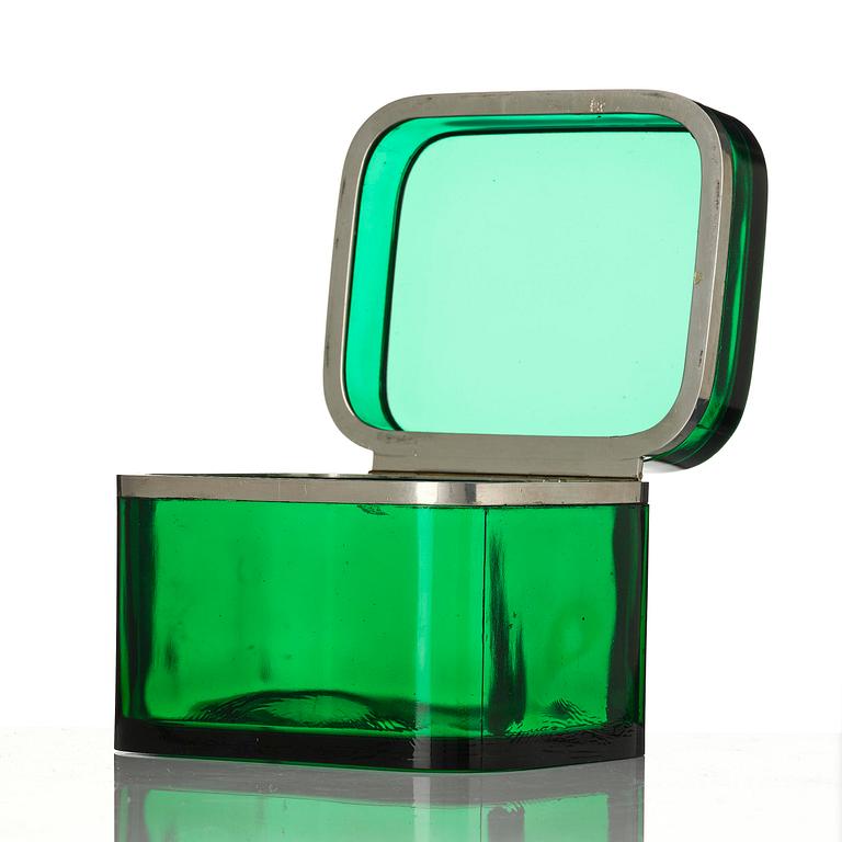 Josef Frank, a pewter mounted green-tinted glass box, Firma Svenskt Tenn.