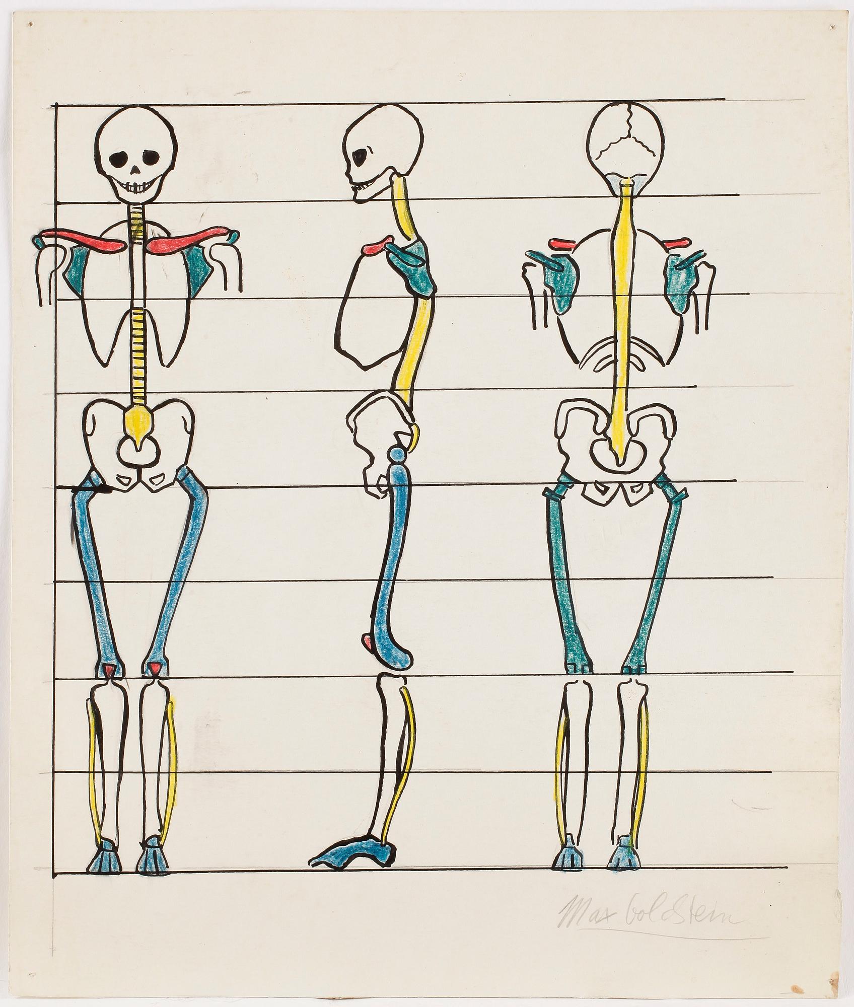 MAX GOLDSTEIN (MAGO), ca 50 st, anatomiska-, arkitektoniska- och dräktskisser, vissa signerade och daterade, från 40-tal.