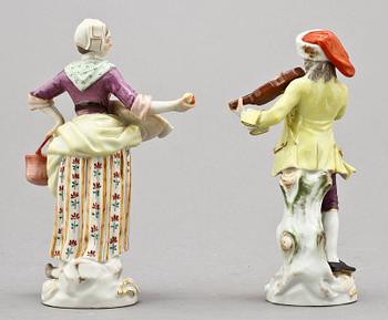 FIGURINER, ett par, porslin, Meissen, omkring 1900.