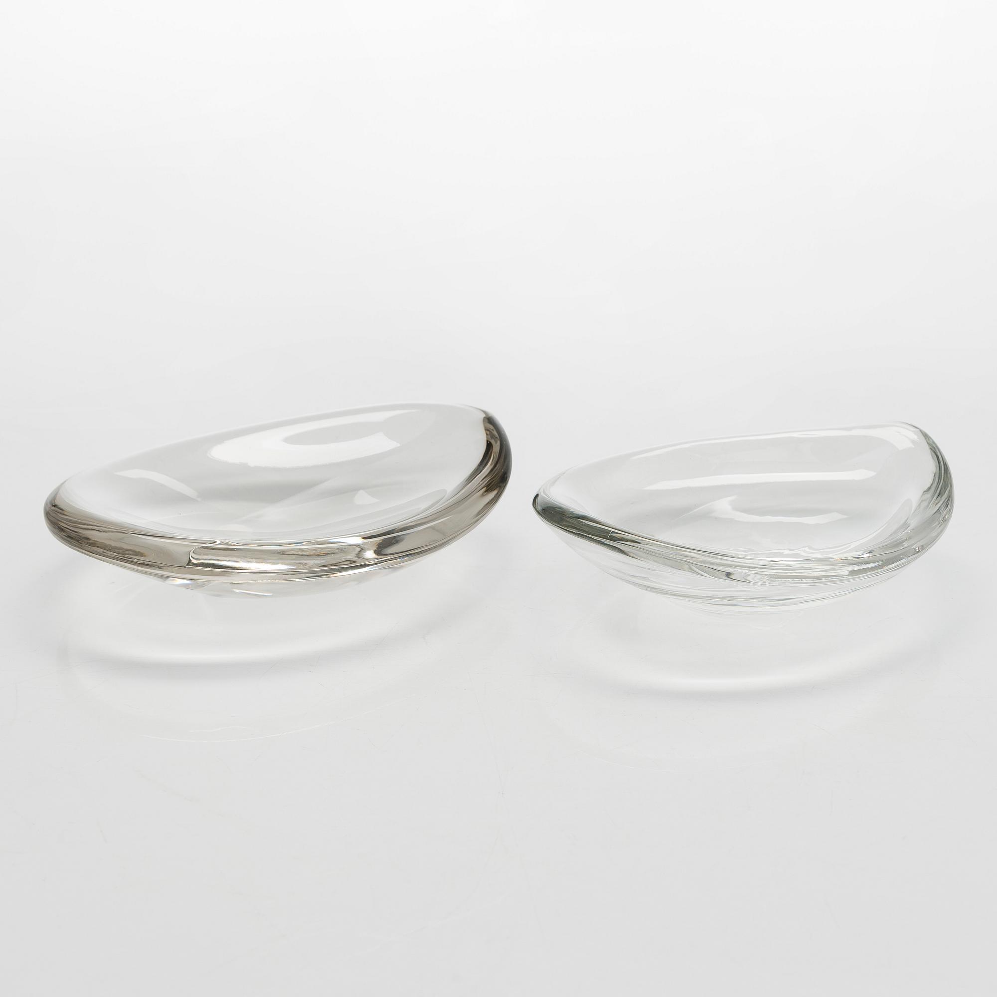 Tapio Wirkkala, two 1950s glass bowls, signed Tapio Wirkkala - Iittala.