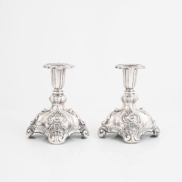K Anderson, candlesticks, a pair, silver, Rococo style, Stockholm 1940.