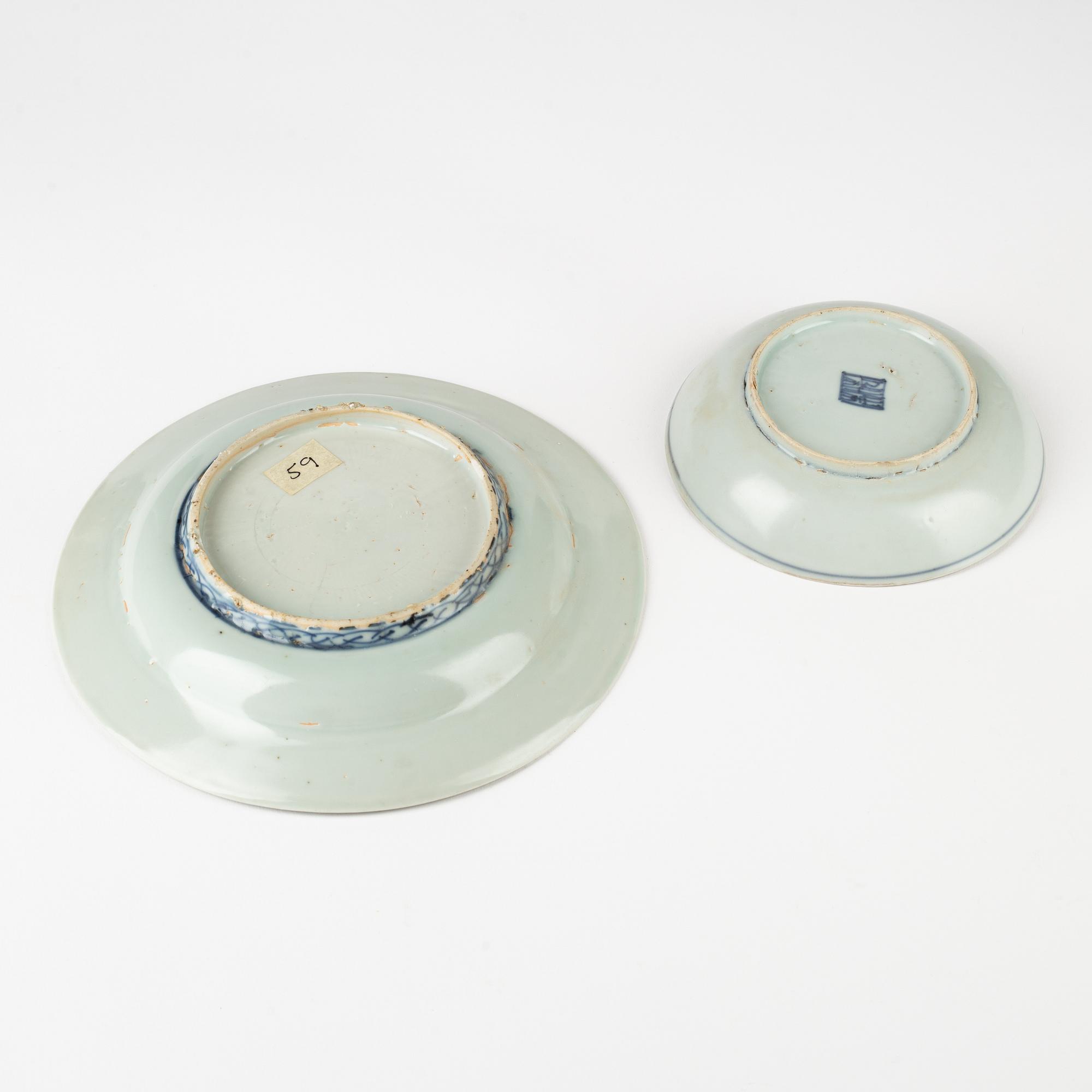 Two blue and white dishes, Ming dynasty (1368-1662).