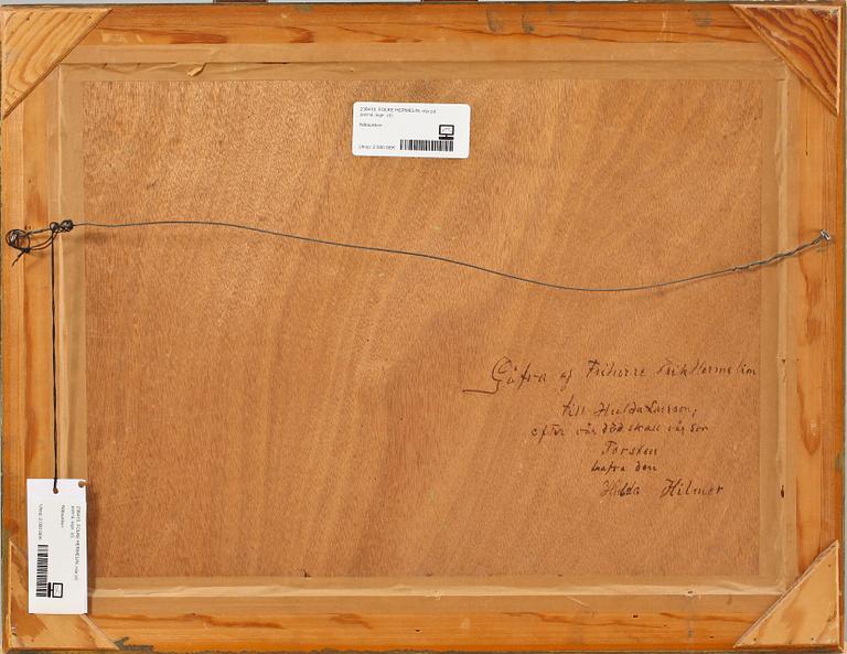 FOLKE HERMELIN, olja på pannå, sign.