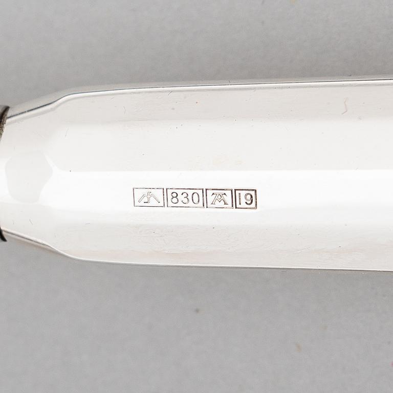 Pekka Piekäinen, Serving cutlery, 7 pcs, silver and stainless steel.