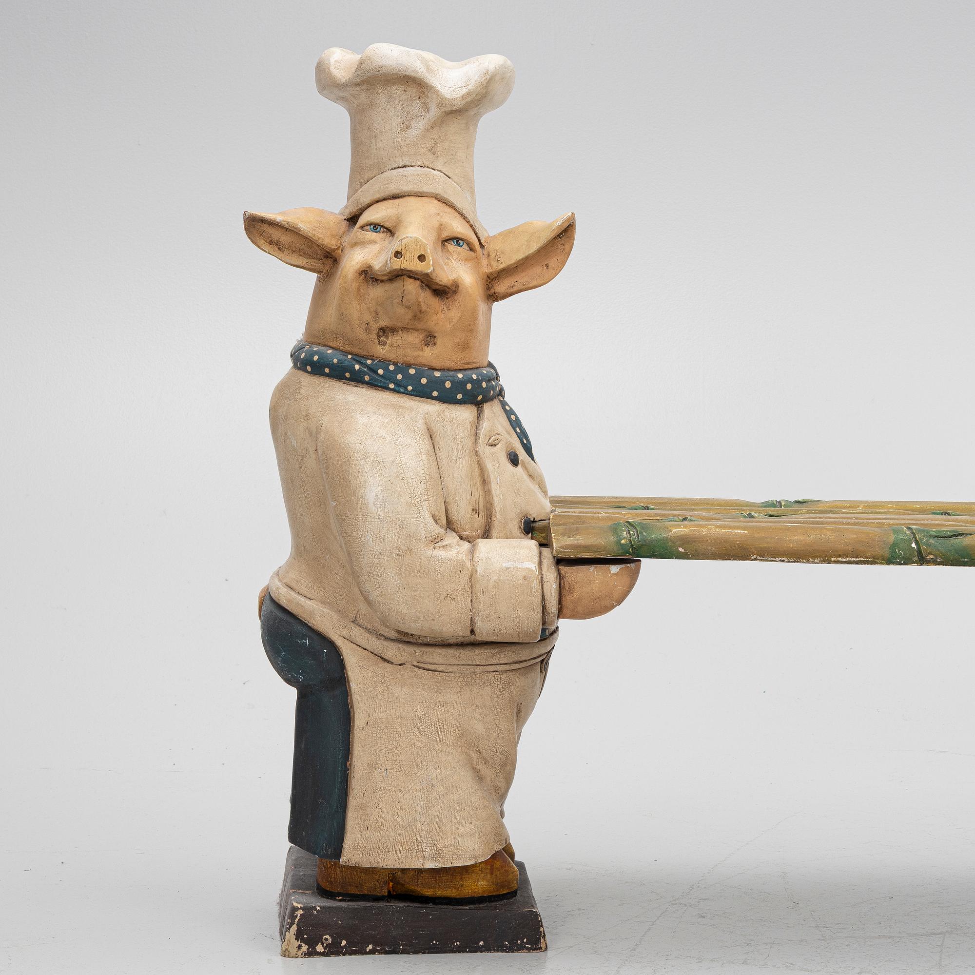 Bench with pigs, likely England, late 20th century.