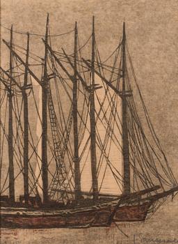 JAAKKO SOMERSALO, woodcut, signed and dated 3/15.