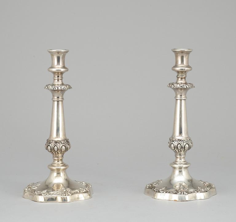 A pair of 19th century plate candelabra.